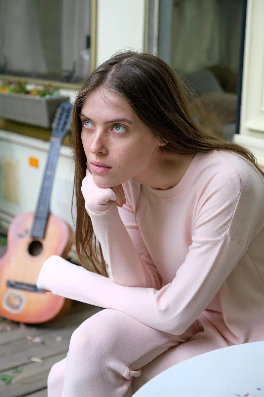 Cozy long pajama set in peach