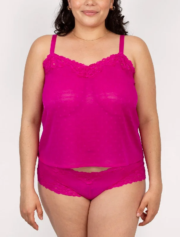 Curvy Couture Sheer Whisper Glamberry Tank & Panty Set 1622