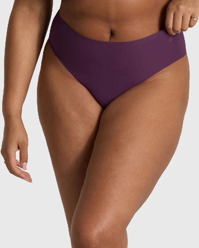 Evelyn & Bobbie Plum Plus Size High Waist Thong Panty