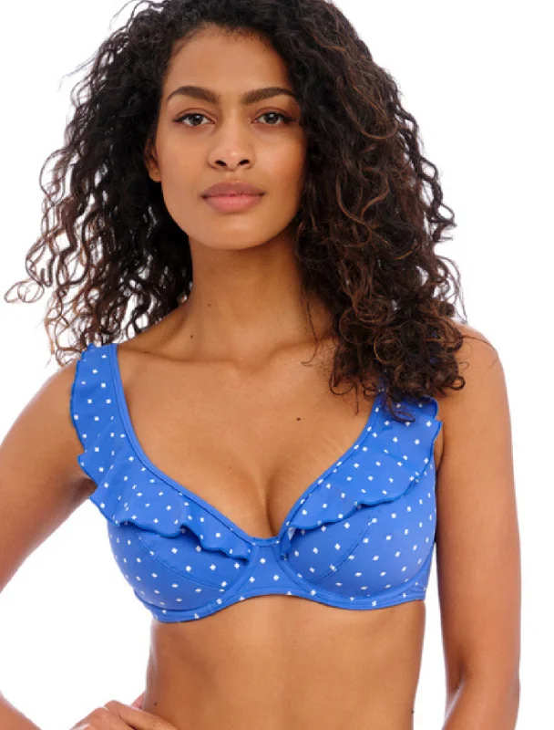 Freya Jewel Cove Underwire High Apex Bikini Top With J Hook, Azure | Blue Bikini Tops