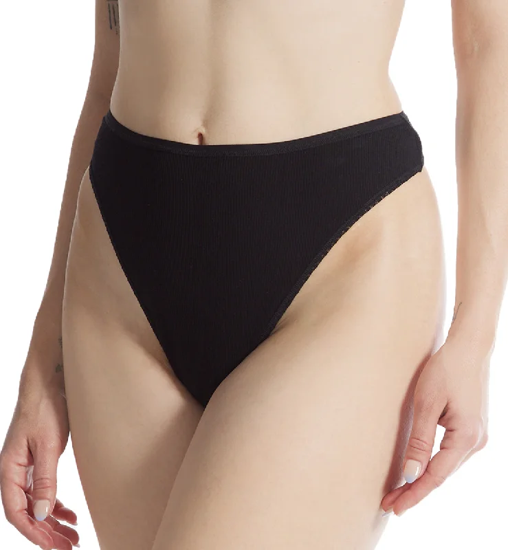 Hanky Panky Eco Rib High Cut Thong (671854) - Black