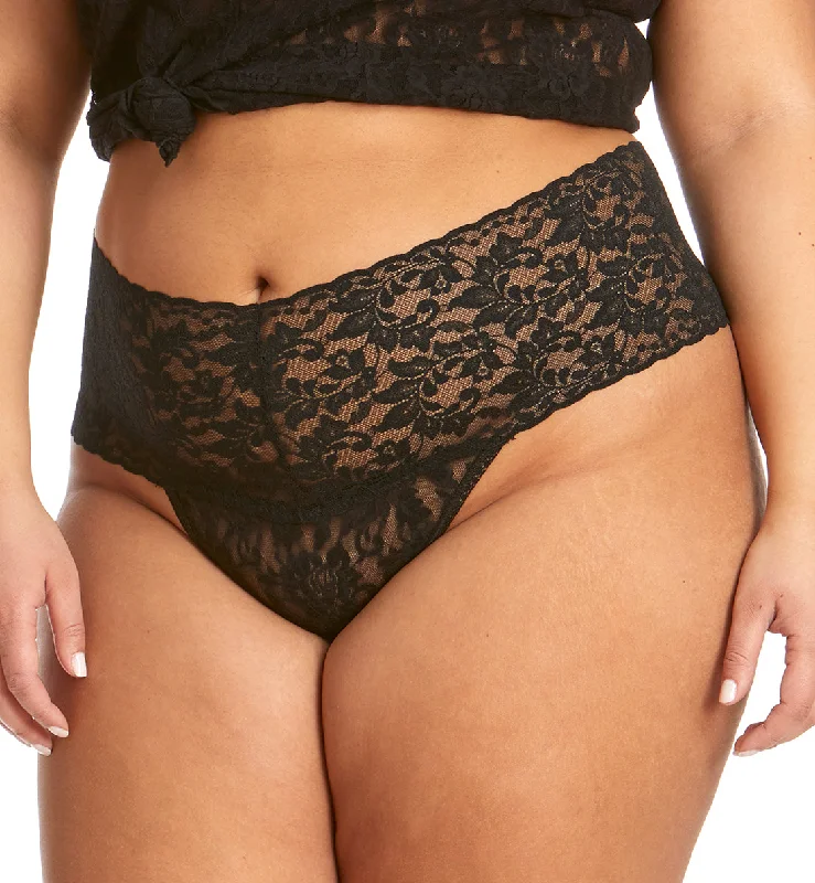 Hanky Panky Plus Size Retro Lace Thong (9K1926X) - Black