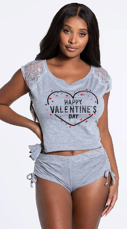 Happy V Day Pajama Short Set