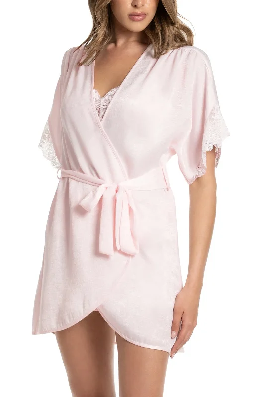 In Bloom Sleepwear Peach Short Sleeve Satin Wrap OTE030