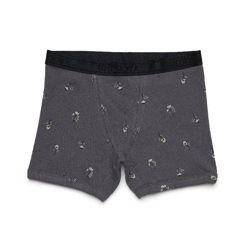 Organic Cotton Waffle 4.5" Trunks - Gray Polar Poppies