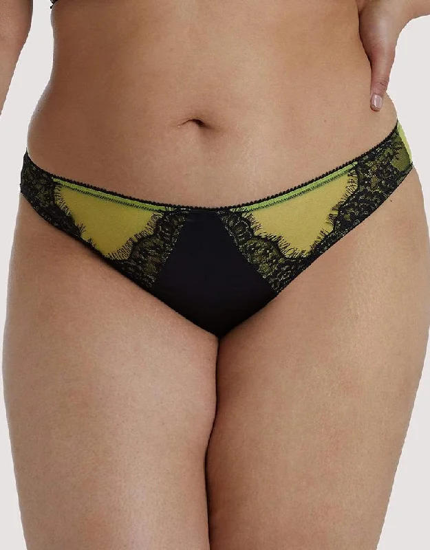 Playful Promises Indigo Satin and Lace Brief Lime