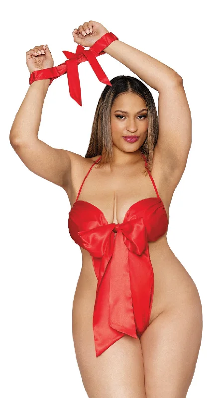 Plus Size Gift of Pleasure Bow Teddy Set