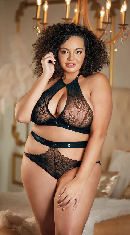 Plus Size Look Back At It Halter Bralette Set