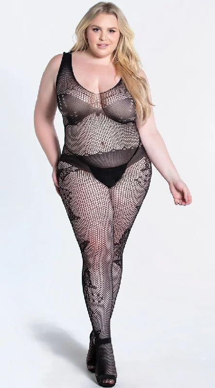 Plus Size Monarch Butterfly Knit Bodystocking