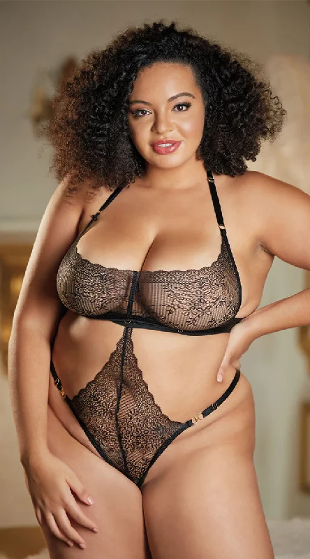 Plus Size Sensual Romance Crotchless Teddy