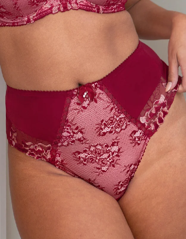 Pour Moi Sofia Lace Embroidered Deep Brief Red