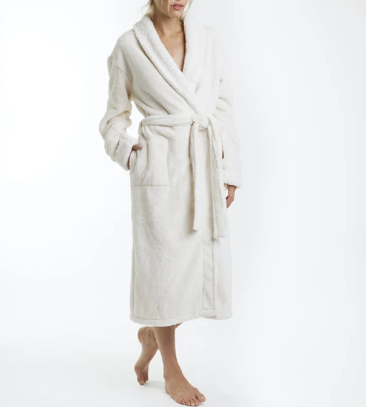 Pure Fiber Kiela Cream Sherpa Fleece Robe NS102044