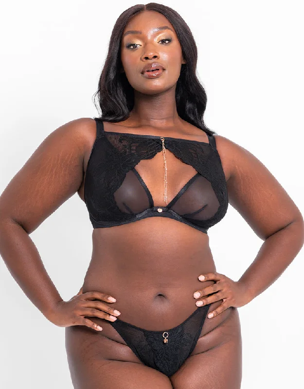 Scantilly Unveiled Deep Plunge Bra Black