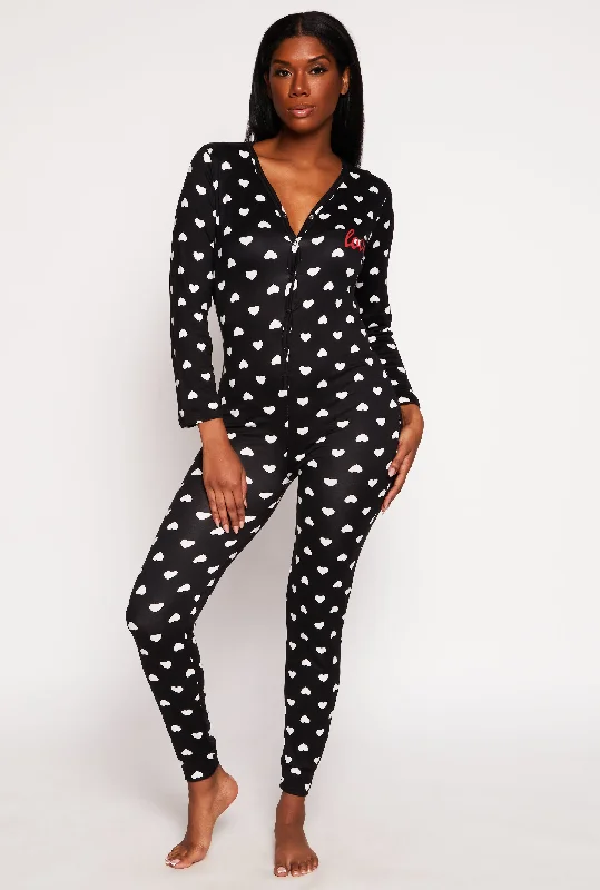 Love Heart Print Pajama Onesie