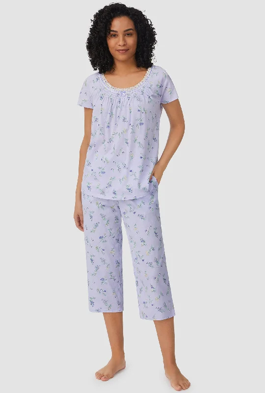 Blue Garden Floral Cap Sleeve Capri PJ Set