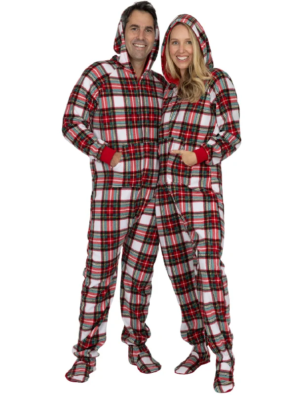 Festive Plaid Adult Hoodie Fleece Onesie