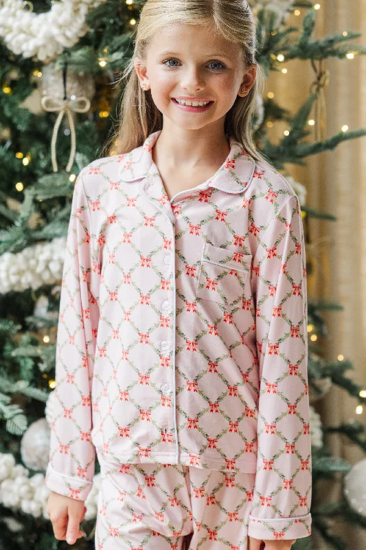 Girls: Dream Big Pink Bow Print L/S Bamboo Pajama Set